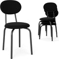 Stackable Dining Chairs Set of 4, Stackable Waiting Room Chairs, Stacking Kitchen Chairs with Upholstered Back and Seat with Dense Foam Cushions, Steel Frame with 400 Lb. Capacity, Black