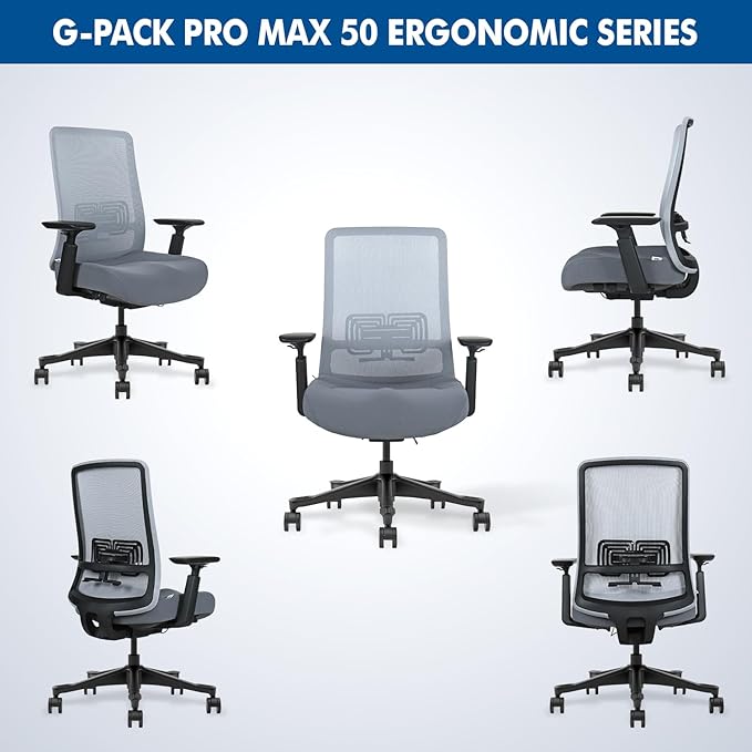 Mesh Office Chair – Ergonomic Office Chair with Lumbar Support, Adjustable 3D Arms & Soft Seat – Holds Up to 330lbs (Gray)