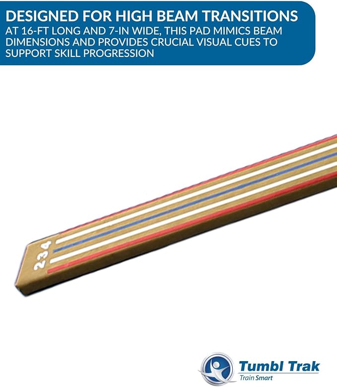 Tumbl Trak 8 Ft Laser Balance Beam with Solid Wood Core Gymnastics Low Balance Training Beam