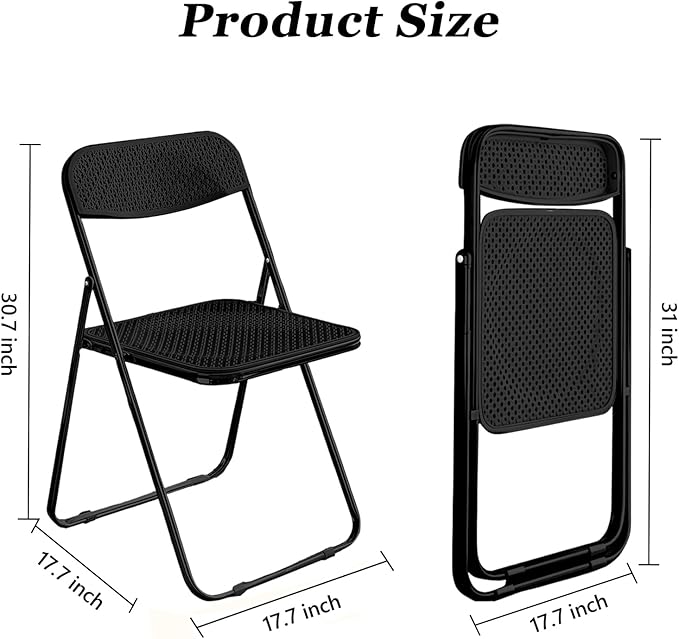 2 Pack Plastic Folding Chair Foldable Plastic Chair, Outdoor Indoor Portable Party Chairs,Stackable Commercial Seats with Steel,300-Pound Capacity,Black