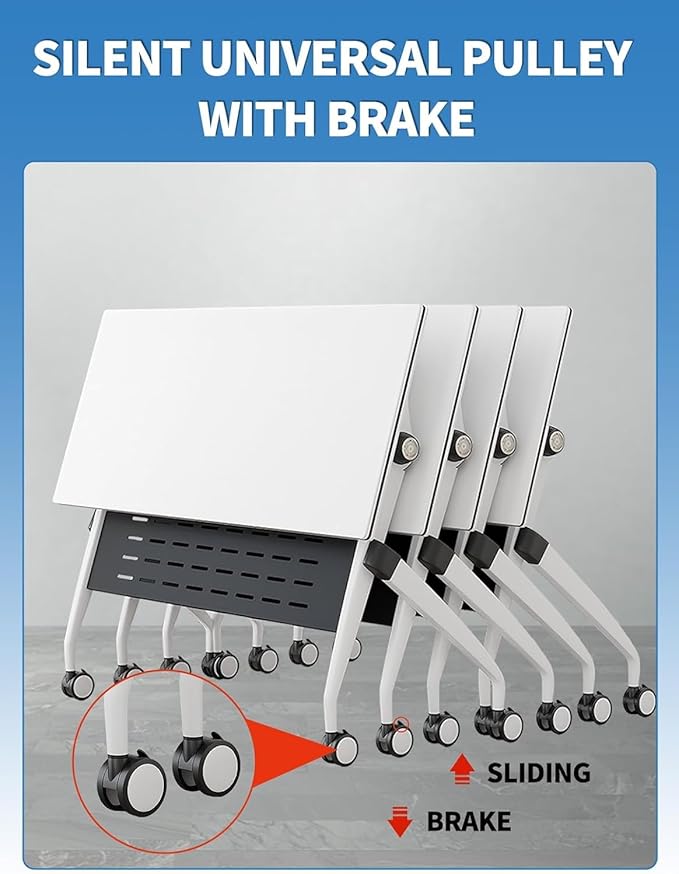 YUOXU Conference Room Table,Folding Conference Table,Flip Top Mobile Desk with Locking Silent Casters-Space Saving Rolling Table for Training Room, Office, Classroom (2, 47.24 * 23.62 * 29.53")