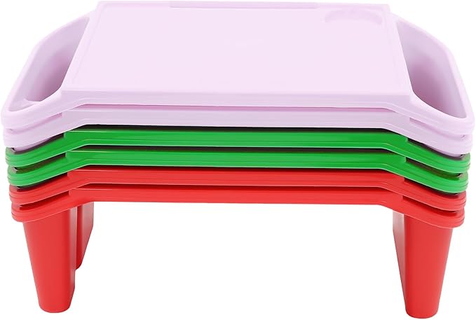 6 Pcs Kids Lap Desk Tray Set for Writing & Eating, Portable Lightweight Desks with Side Pockets for Home, School, Classroom, and Travel Use