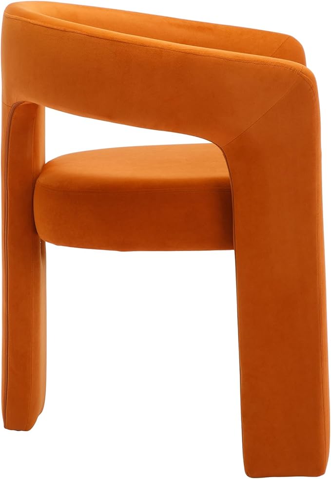 DAYALANE Modern Barrel Dining Chairs Set of 4, Upholstered Accent Kitchen Chair with Arms Comfy Velvet Side Chair for Living Room/Home Office/Reception, Orange