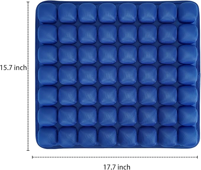Inflatable Seat Cushion - Portable Travel Cushion for Airplane, Office & Camping - Adjustable Support with Pressure Dispersion to Prevent Discomfort & Bedsore-Blue