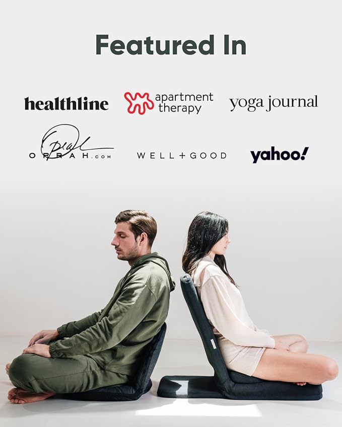 Mindful Modern Meditation Chair | Adjustable Floor Chair with Back Support | Padded Floor Seat for Posture Support and Comfort | Portable Folds Flat for Storage | Indoor/Outdoor Use | Classic White