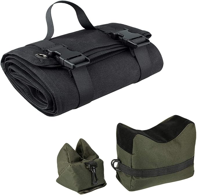Tactical Shooting Gun Mat Outdoor Professional Waterproof Non-Slip Shooting Mat Firearm Shooting Bag Rifle Rest Bag Shooting with Front and Rear Support Sandbags