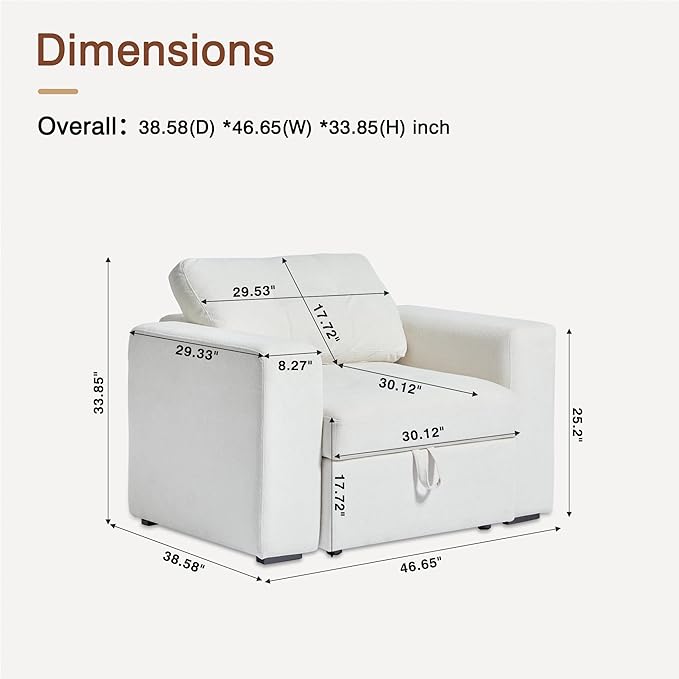 ORRD Single Seat Module for Modular Sectional Sofa Couch, Modular Sofa Middle Module with Storage Accent Armless Chair for Modular Sectional Sofa Couch