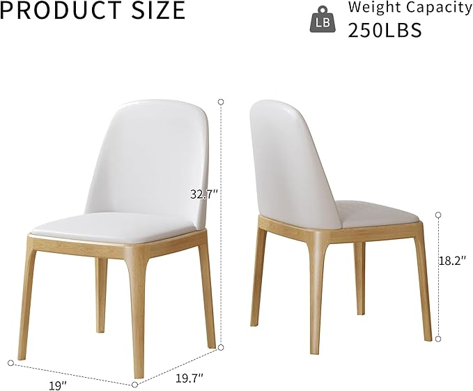 Beige Upholstered backrest Wooden Dining Chairs Set of 2, Beige Upholstered Faux leather Dining Room Chair,SolidWood Frame wood color Side Chairs with Quiet Non-Slip Round Mat for Farmhouse Kitchen