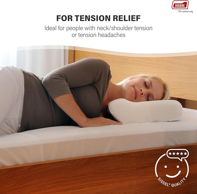 SISSEL Classic Neck Pillow Size L | Unique Incline for Disc & Vertebrae Relief | 5-Year Shape Stability Guarantee | Includes Washable Velour Cover | Dimensions: Approx. 47 x 33 x 14 cm