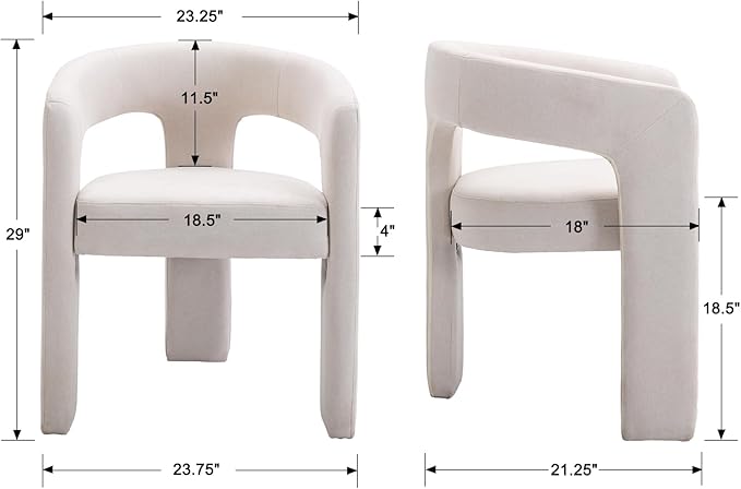 DAYALANE Modern Barrel Dining Chairs Set of 4, Upholstered Accent Kitchen Chair with Arms Comfy Linen Fabric Side Chair for Living Room/Home Office/Reception, Linen Cream