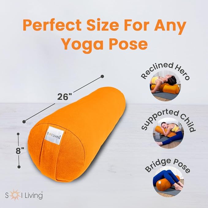 Sol Living Yoga Bolster Pillow Rectangular Meditation Cushion Cotton Meditation Accessories for Restorative Yoga Meditation Pillow Yoga Pillow Firm Body Pillow Bolster Pillow for Legs Removable Cover