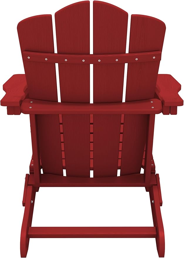 KINGYES Folding Adirondack Chair Set of 2, HDPE Adirondack Chair for Adult, Red