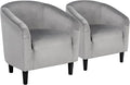 Yaheetech Barrel Chairs, Furry Accent Chairs with Soft Padded Armrest for Living Room Bedroom Waiting Room Office, Set of 2, Gray