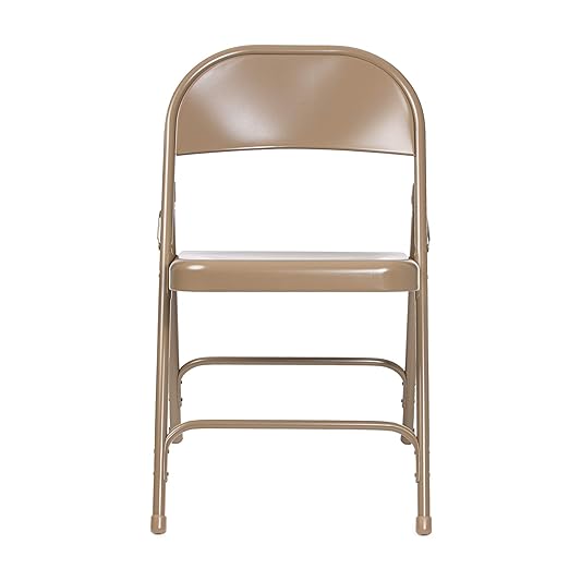 OEF Furnishings OEF50 Series All-Steel Heavy-Duty Folding Chairs with 500 lb Weight Capacity (4-Pack, Beige)