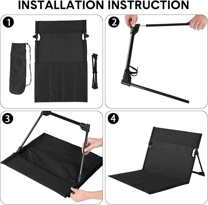 Jetec Foldable Floor Backrest Chair Portable Camping Chair with Storage Bag Light Weight Lazy Seat for Indoor Outdoor Bed Ground Park Lawn Concerts Beach Hiking