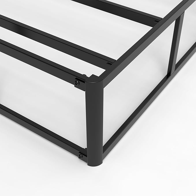 Maenizi King Box Spring 9 Inch, Heavy Duty Metal Box Spring Bed Base with Fabric Cover, Mattress Foundation, Easy Assembly, Noise Free, Black