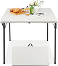 Tangkula 34" Folding Table, Portable Picnic Table with All-Weather HDPE Tabletop, Heavy-Duty Metal Frame, Carry Handle, Fold-in-Half Plastic Outdoor Table for Camping, Dining, BBQ, No Assembly Needed