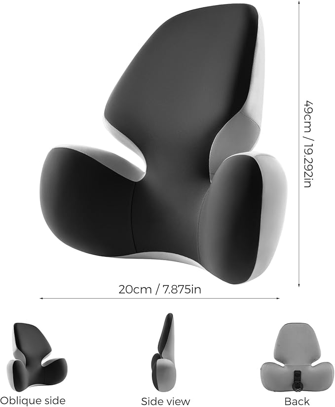 BEBAS Lumbar Support Pillow - Ergonomic Memory Foam Back Cushion for Lower Back Pain Relief - Washable Cover - Fits Car Seats, Office Chairs, Gaming Chairs, Wheelchairs & Home Use - Black