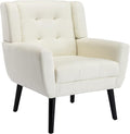 OO BY ORANGE ONLINE Linen Accent Chair, Mid-Century Modern Tufted Armchair for Living Room, Bedroom & Office (Beige)