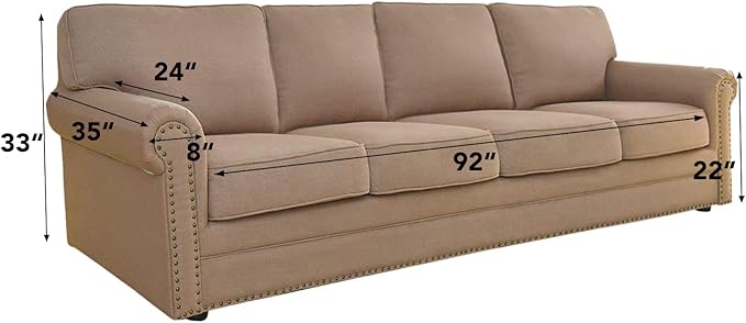 Easy-Going 4 Seater Sofa Slipcover Reversible Sofa Cover Water Resistant Couch Cover with Foam Sticks Elastic Straps Furniture Protector for Pets Children Dog Cat (XX-Large, Light Gray/Ivory)