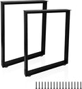 ALLCOS Metal Table Legs 28" Height 24" Wide Desk Legs Dining Table Legs Black Metal Coffee Table Legs with Adjustable Feet Pads, Black, Set of 2