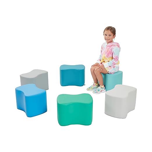 ECR4Kids SoftZone Toddler Modular Stool Set, Flexible Seating, Contemporary, 6-Piece