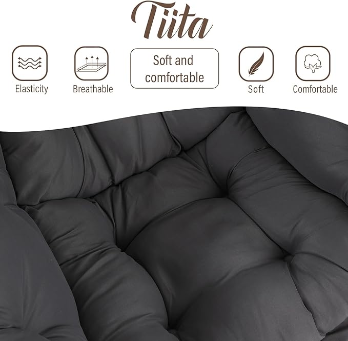 Tiita Lazy Chair, Modern Large Accent Lounge Armchair, Comfy Leisure Sofa Reading Chair for Bedroom, Living Room, Dorm Rooms, Garden and Courtyard, Dark Grey