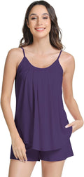 NACHILA Pajamas for Women-Viscose from Bamboo, Ribbed Racerback Tank Top Sexy Split Shorts Pajama Sets Cooling Sleep Cami Pjs