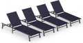 Ciokea Aluminum Outdoor Lounge Chair Set of 4- No Assembly Needed, Foldable Patio Chaise Lounge with 5 Adjustable Positions, Reinforced Frame for Extra Durability, Pool Beach Lounge Chair,Navy Blue