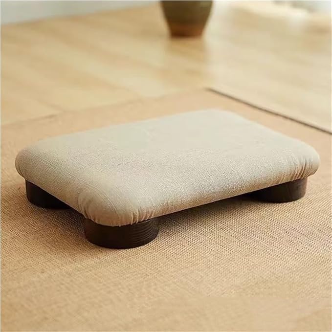 Compact Japanese Low Stool - Wooden Footrest for Meditation, Small Floor Chair, Comfortable Bench for Sitting at Low Tables - Ideal Footstool for Home & Office