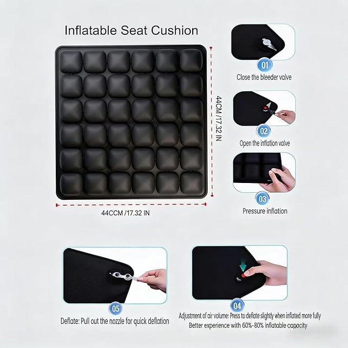 3D Air Cushion, A Pressure-reducing and Shock-Absorbing Seat Cushion, Suitable for Office Chairs, Car Seats, Wheelchairs, Helps Relieve Tailbone Pain and Prevent Hemorrhoids (Khaki, 36airbag)