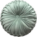 Teieas Round Throw Pillow Velvet Home Decoration Pleated Round Pillow Cushion for Couch Chair Bed Car Light Green