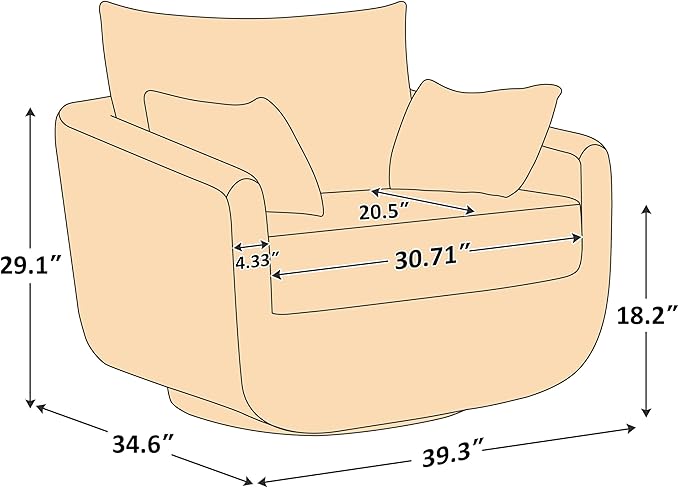 UNUQLIVCO 360° Swivel Accent Armchair Set of 2, 39.3" Oversized, Sherpa Boucle Fabric Sofa Chair with Removable Back & Arm Pillows, Swivel Chairs with Cozy Soft Padded, Camel