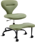 YFO Ergonomic Cross Legged Office Chair and ADHD Meditation Chair with Silent Wheels for Home Office Desk Chair and Yoga, Wider Backrest Support and Storage Pockets Design, PU Leather, Green