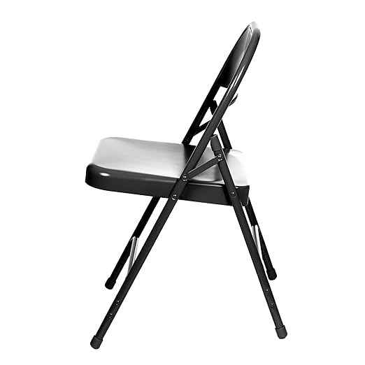 OEF Furnishings OEF50 Series All-Steel Heavy-Duty Folding Chairs with 500 lb Weight Capacity (4-Pack, Black)