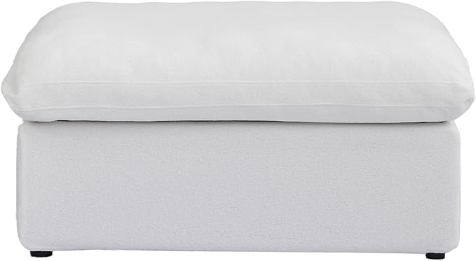 Storage Ottoman for Sofa, Foot Rest for Couch, Comfortable Footstool for Living Room, Cover Removable (White, Linen Fabric)
