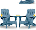 Folding Adirondack Chair 2 Pack, HDPE All-Weather Fire Pit Chairs, Plastic Adirondack Chairs with 2 Cup Holder, Outdoor Lawn Chair for Patio Garden (New Blue)