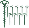 COBARYEN Tent Stakes Ground Anchors Screw in, 10 Pack Sand Stakes for Beach 9.4 Inch Heavy Duty Spiral Tent Pegs for Camping, Party, Hiking, Outdoor Decoration (10, Green)