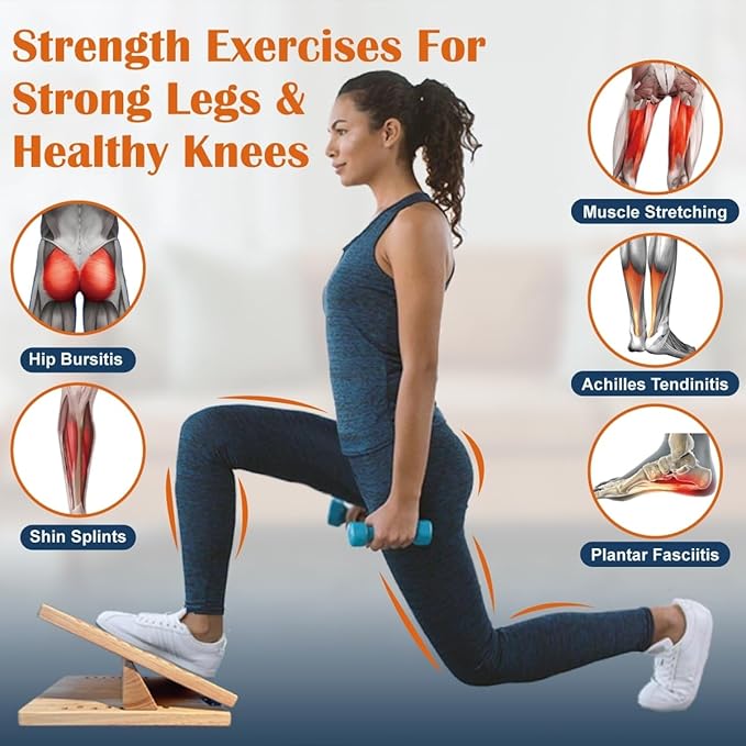 KIJO Studio Professional Wooden Calf Stretcher Slant Board 550 lbs Weight Capacity 16-Angle Adjustable Incline Calf Stretch Slant Board for Calf Stretching Exercise Squat & Physical Therapy