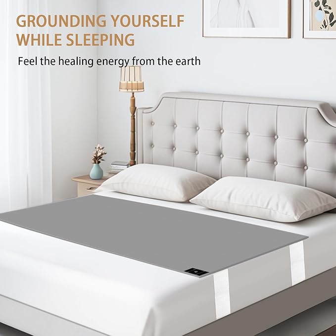 Grounding Sheets for Queen Size Bed, Grounded Bed Sheets with 10% Silver Fiber, Grounding Sheets for Better Sleep, Energy, Gray, 27"*60"