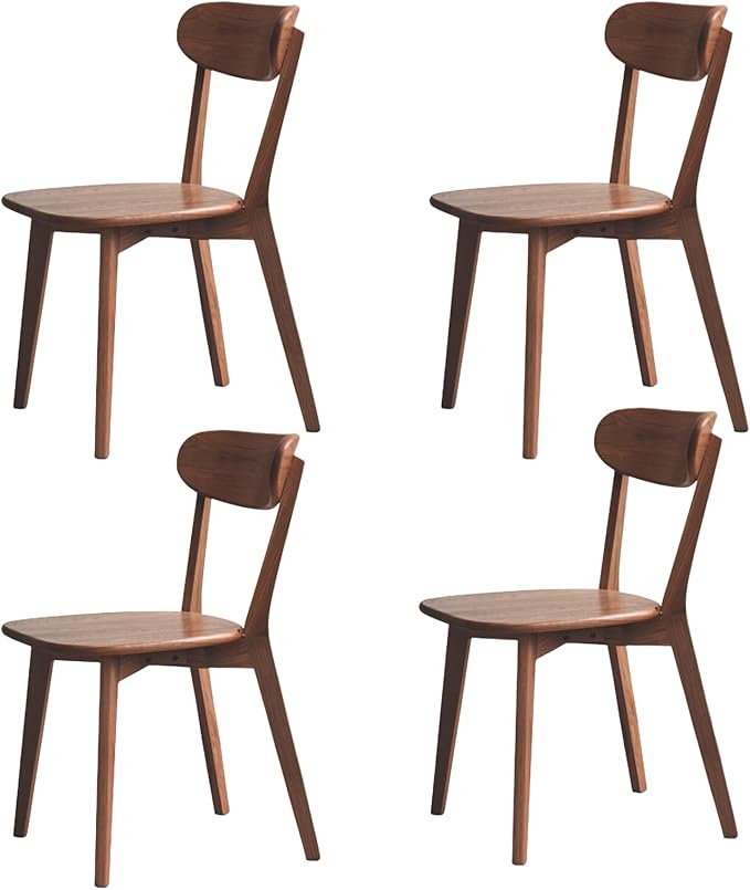 Bamskov 100% Solid Wood Dining Chairs Set of 4 - Practical Kitchen Chairs - Wood Dining Chair for Dining Room, Kitchen (Walnut)
