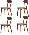 Bamskov 100% Solid Wood Dining Chairs Set of 4 - Practical Kitchen Chairs - Wood Dining Chair for Dining Room, Kitchen (Walnut)