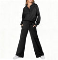 sopranlly Women's 2 Piece Outfits 2025 Casual Half Zip Wide Leg Pants Tracksuit Sets Lounge Set Travel Vacation Sweatsuits