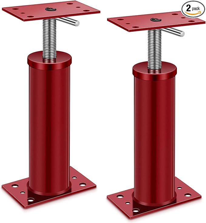 Yaocom 2 Pcs House Jacks for Leveling, Adjustable Jack Post 12"-16" Basement Floor Jack, Supports Stabilizer Screw Jacks for House Foundation, Stairs, Porches, Roof Beams, Load Capacity 11023 Lbs