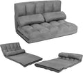 KOMFOTT Adjustable Floor Sofa Bed, Foldable Lazy Sofa Sleeper with 6 Position Backrest & 2 Pillows, Convertible Futon Couch with Suede Cloth Cover, Lounge Recliner for Living Room