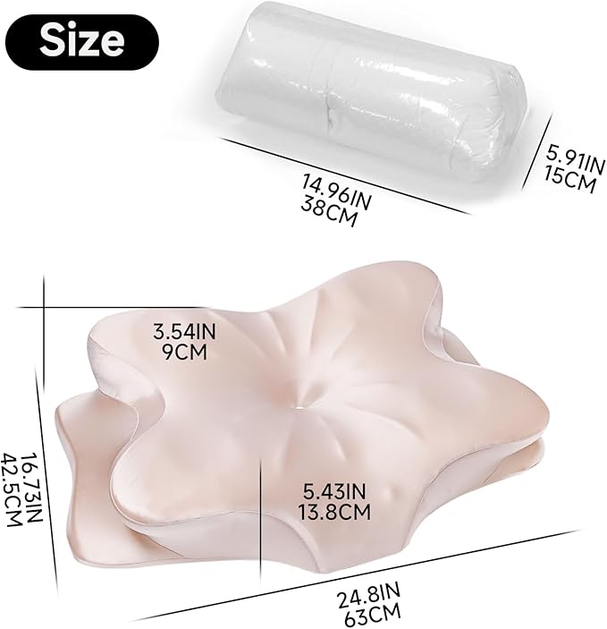 Cervical Neck Pillow for Neck Pain Relief - Ergonomic Memory Foam Neck Pillow with Silky Satin Cover, Orthopedic Neck Support for Side Sleepers, Gift for Women, Wife, Grandma (Pink)