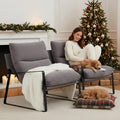 LukeAlon Modern Linen Accent Armchairs Set of 2, Upholstered Living Room Chairs with Metal Base Thickened Cushion Single Sofa Chairs Comfy Lounge Chairs for Bedroom Living Room, Grey