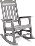 hOmeQomi Rocking Chair, All Weather Resistant Poly Lumber Outdoor Porch Rocker, Rocking Chairs for Outdoor, Indoor, Patio, Deck, Garden, Backyard, Load Bearing 380 lbs - Grey