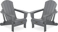 SERWALL Adirondack Chair Set of 2 for Patio Garden Outdoors Fire Pit- (Folding Gray)