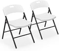 VINGLI Folding Chairs, Plastic Foldable Chair, Capacity up to 350 lbs, Portable Seating for Indoor Outdoor Events Parties Camping Work School Commercail (2, White)